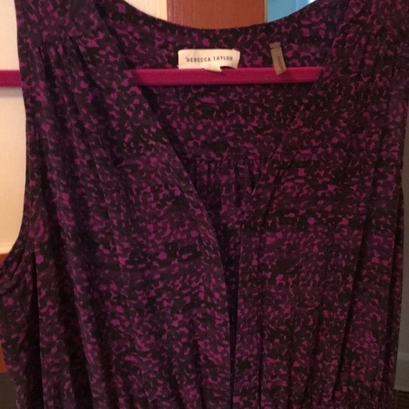 Rebecca Taylor 100% Silk Purple & Black Dress Sz 4 - Picture 6 of 8